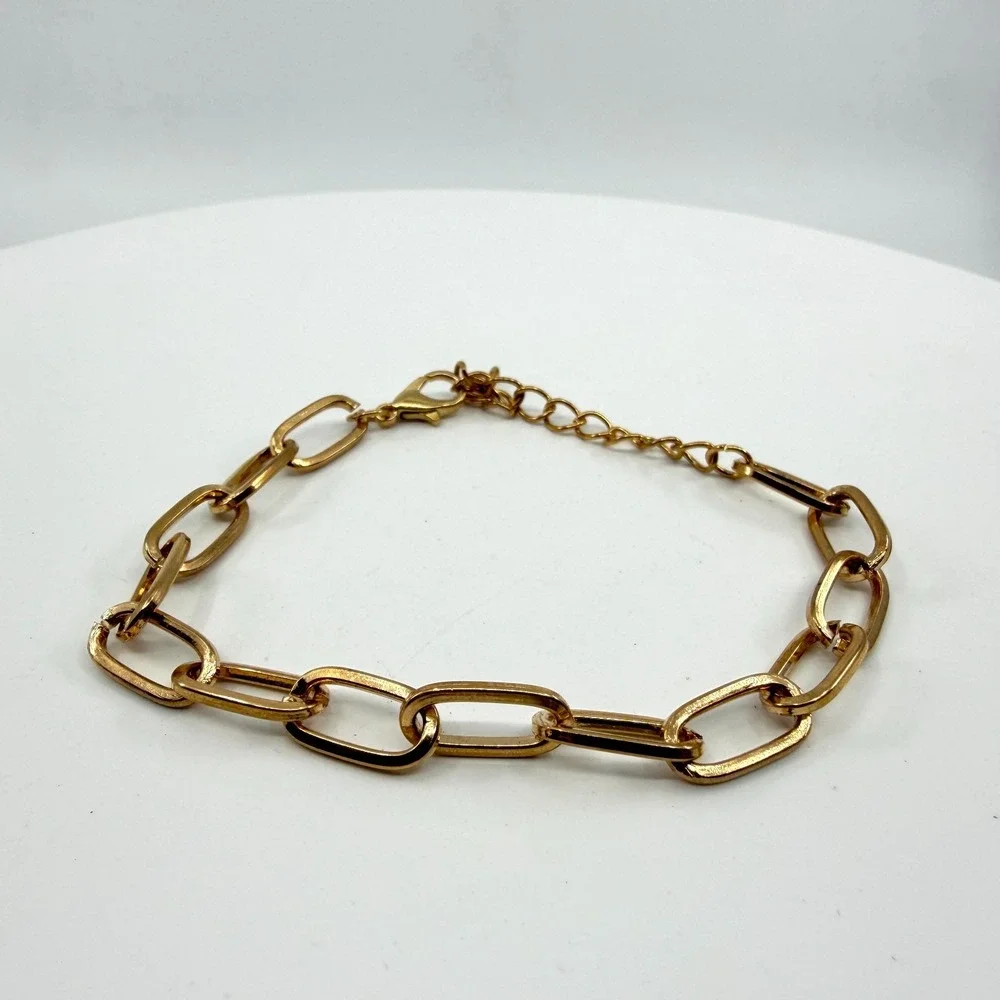 Gold Tone Chunky Link Bracelet Layering Boho Chic Minimalist Y2K Accessory Gift